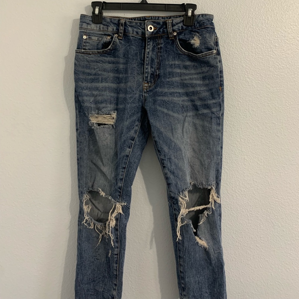 Zara - Distressed High Waisted Skinny Jeans